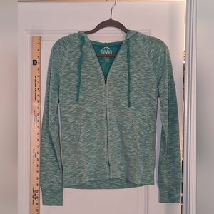 Thin sweater knit zip front hoodie